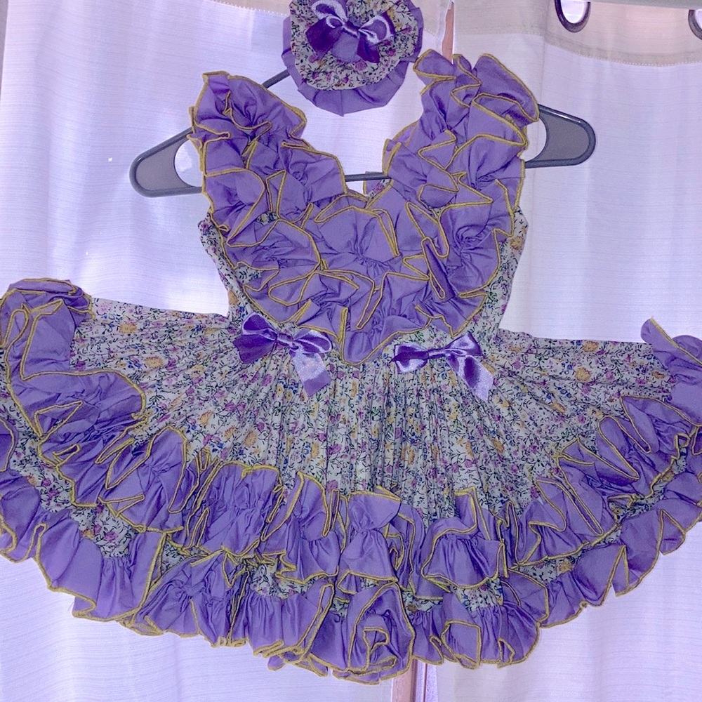 Custom made from Europe girls pastel ruffles and bows dress